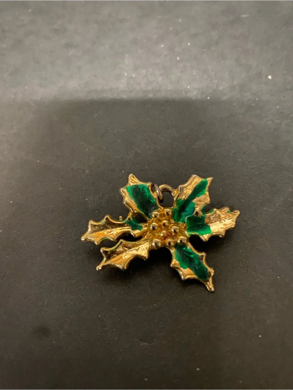 Gold and Green Holly Leaf Accent Pin - Holiday Home Accent